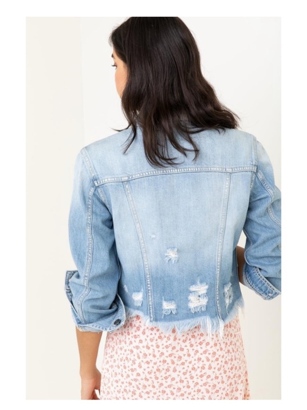 Hidden Jeans Light Blue Distressed Cropped Denim Jacket - Picture 4 of 6